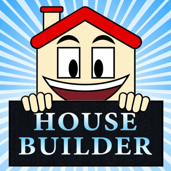 Budowniczy domu wskazuje nieruchomości ilustracja 3d — Zdjęcie stockowe