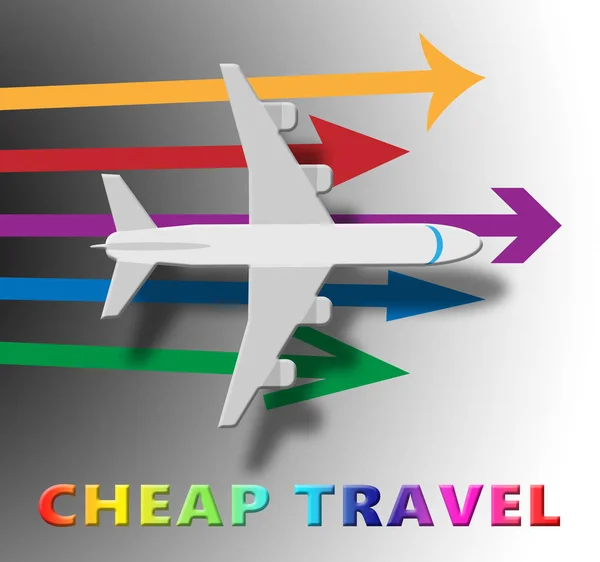 Viajes baratos que representan bajo costo Ilustración 3d —  Fotos de Stock