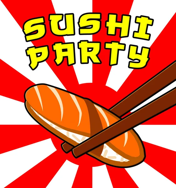 Sushi Party pokazuje Japonii kuchni 3d ilustracja — Zdjęcie stockowe