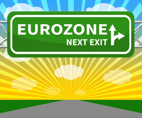 Euróövezet jel mutatja az Euro-övezet 3D-s illusztráció — Stock Fotó