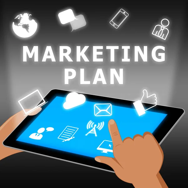 Marketing Plan Icons Shows Emarketing 3d Illustration — Stock Photo, Image