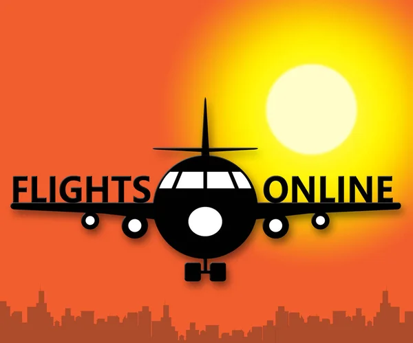 Flights Online Meaning Web Flight 3d Illustration — Stock Photo, Image