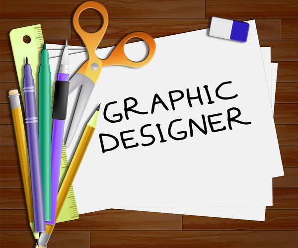 Graphic Designer Represents Designing Job 3d Illustration — Stock Photo, Image