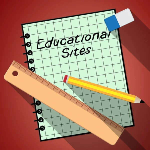 Oktatási helyszínek Notebook mutatja az ismeretszerzés helyévé 3D-s illusztráció — Stock Fotó