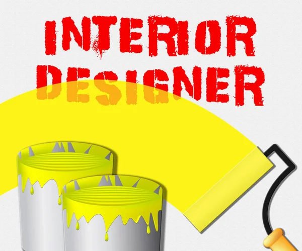 Interior Designer Paint Displays Casa Design 3D Ilustração — Fotografia de Stock