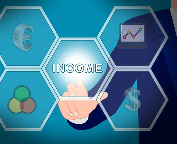 Einkommensikonen bedeuten Internet-Einnahmen 3D-Illustration — Stockfoto
