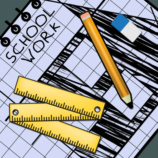 School Work Showing Lesson Assignment 3d Illustration — Stock Photo, Image
