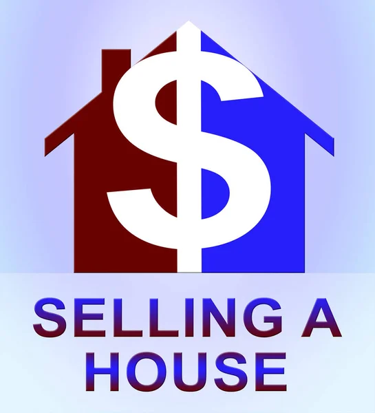 Prodej domu znamená prodat nemovitost 3d ilustrace — Stock fotografie