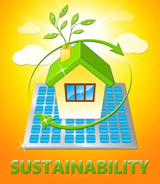 Sustainability House Displays Eco Recycling 3d Illustration — Stock Photo, Image