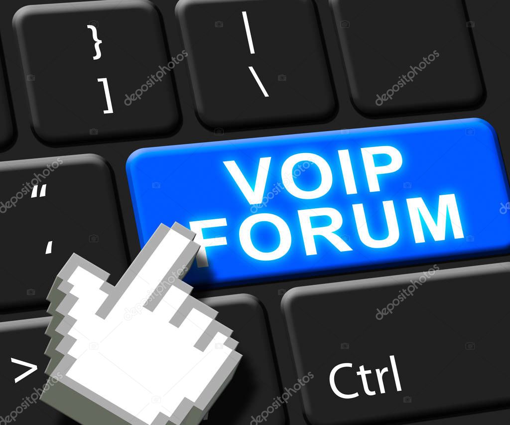 Voip Forum Key Showing Internet Voice 3d Illustration