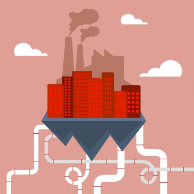 Kirli sanayi gösterir rafineri Smog 3d çizim