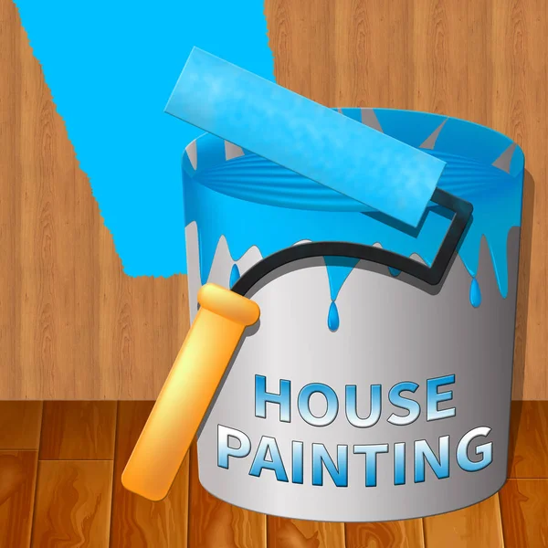 Malarz domu malarstwo wyświetlone domu 3d ilustracja — Zdjęcie stockowe
