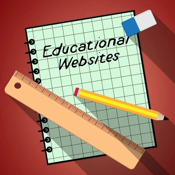 Educatieve Websites Notebook toont leren Sites 3d Illustrati — Stockfoto