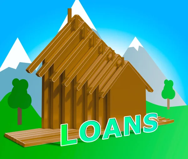 Domu pożyczki pokazuje domu spłaty pożyczki ilustracja 3d — Zdjęcie stockowe