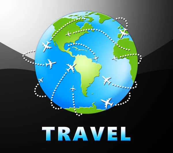 Travel Globe Indicates Tours and Trips 3d Illustration — стоковое фото