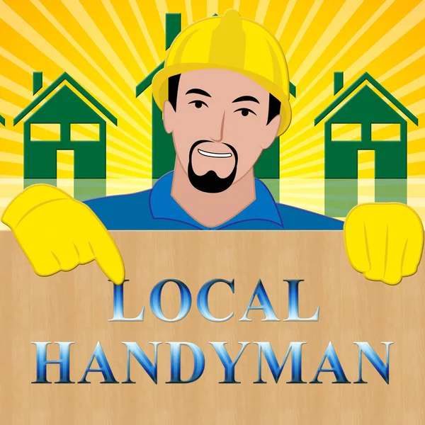 Handyman local mostrando bairro construtor 3d ilustração — Fotografia de Stock