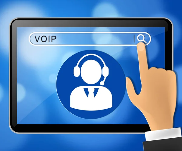 Voip Tablet che rappresenta Internet Voice 3d Illustrazione — Foto Stock