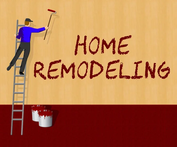 Eve ev Remodeler gösterilen Remodeling 3d çizim — Stok fotoğraf