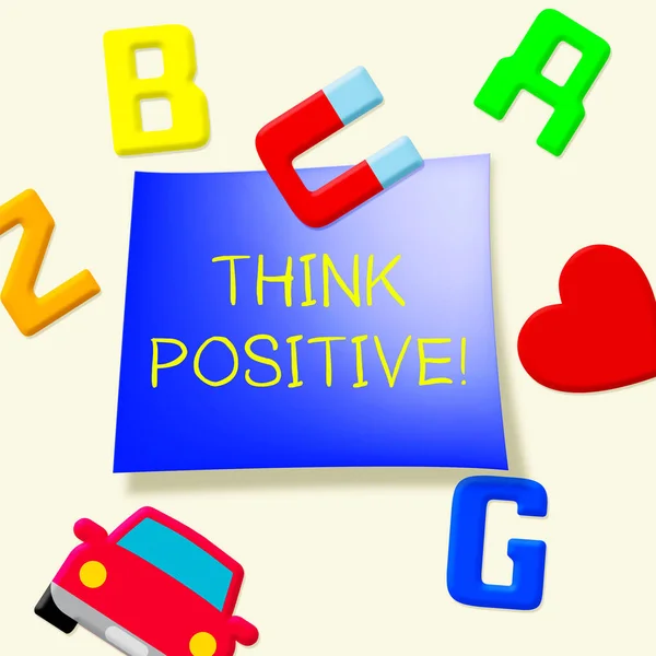 Think Positive Shows Optimistic Thoughts 3D Illustration — стоковое фото