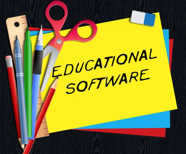 Educatieve Software betekent om toepassing te leren 3d illustratie — Stockfoto