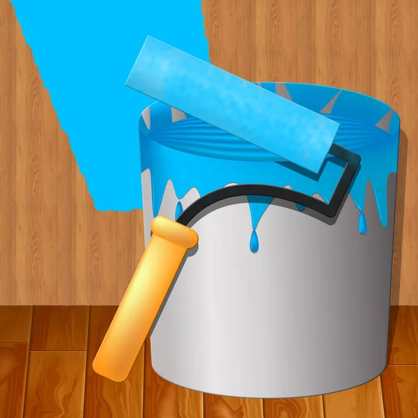 Pintura azul que muestra la pintura de la casa Ilustración 3d — Foto de Stock