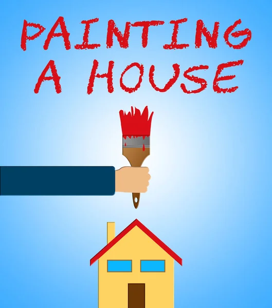 Painting A House Means Home Painter 3d Illustration — Stock Photo, Image