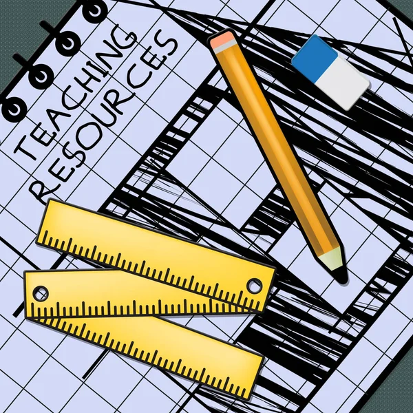 Leermiddelen toont klas materialen 3d illustratie — Stockfoto