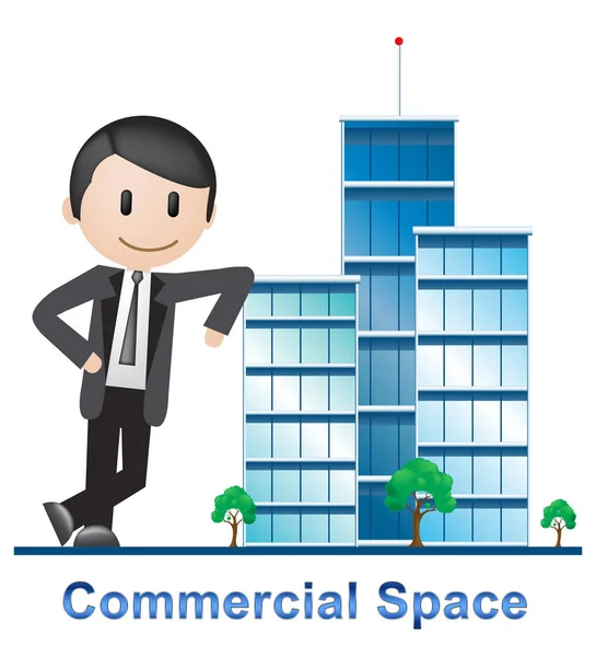 Edifícios comerciais do espaço descreve a ilustração 3d do imóvel — Fotografia de Stock