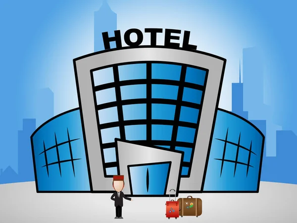 Hotel Lodging Showing Holiday Accomodation 3d Illustration — Stock Photo, Image