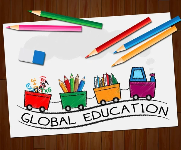 Global Education betekenis wereld leren 3d illustratie — Stockfoto