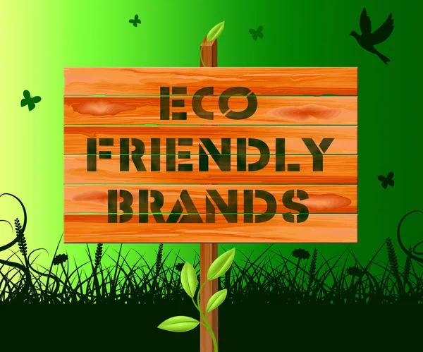 Umweltfreundliche Marken bedeutet grüne Marke 3d Illustration — Stockfoto
