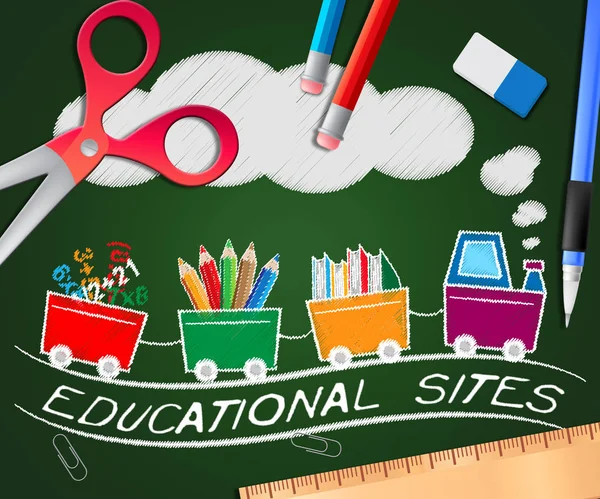 Sites éducatifs Image montre les sites d'apprentissage Illustration 3d — Photo