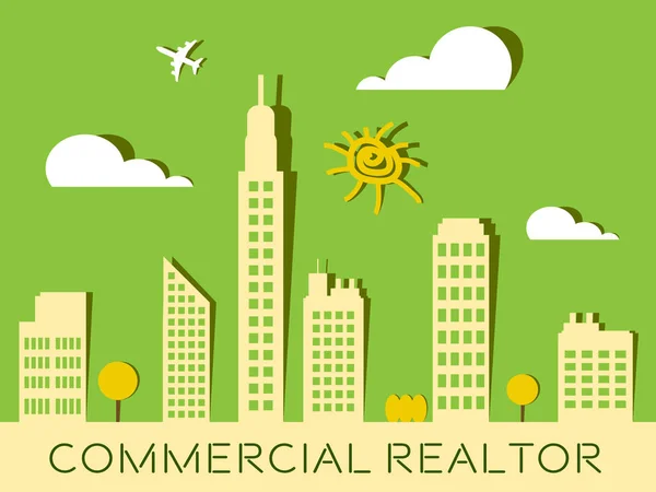 Комерційний агент з продажу нерухомості представляє реального нерухомості будівель 3d Illustrat — стокове фото