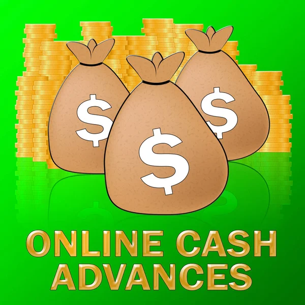 Online Cash Advances Means Dollar Loan 3d Illustration — Stock Photo, Image
