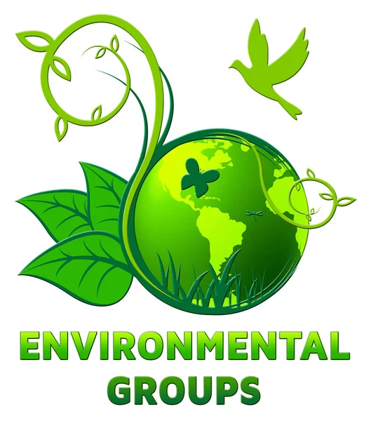 Grup ekologicznych przedstawiono organizacji eko 3d ilustracja — Zdjęcie stockowe