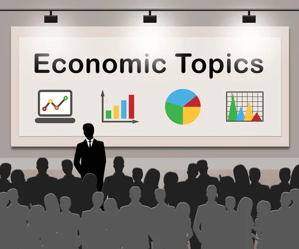 Wirtschaftsthemen bedeutet wirtschaftliche Themen 3D-Illustration — Stockfoto