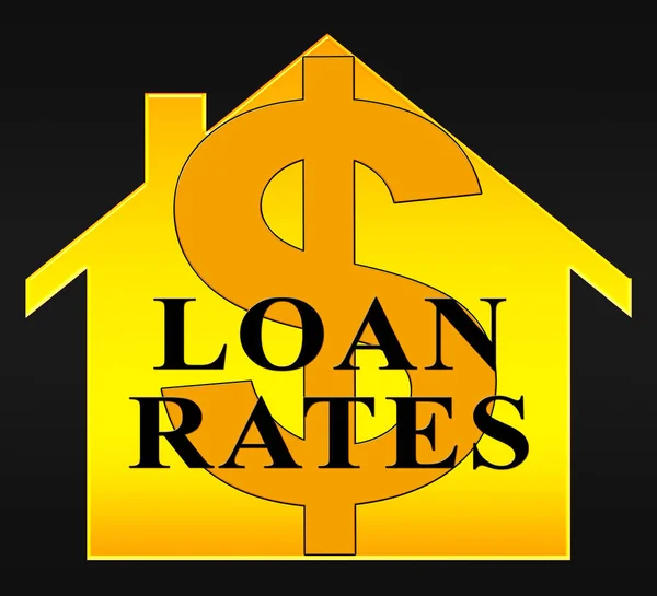 Thuis leningstarieven vertegenwoordigen huisvesting krediet 3d illustratie — Stockfoto