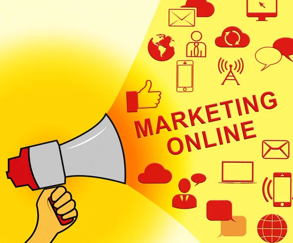 Marketing Online vertegenwoordigen markt promoties 3d illustratie — Stockfoto