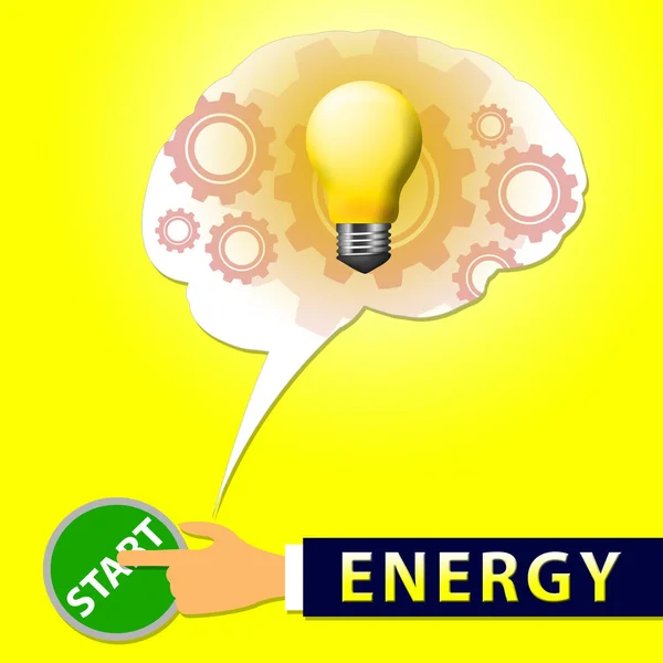 La lumière d'énergie montre la puissance électrique Illustration 3d — Photo
