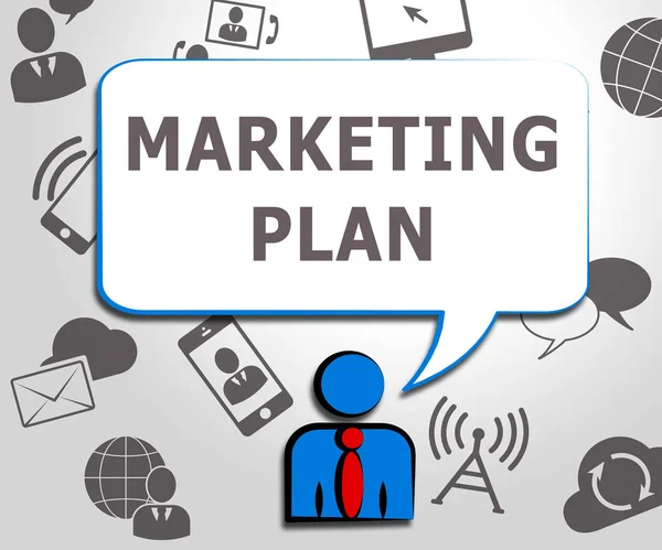 Marketing Plan Shows Emarketing Scheme 3d Illustration — Stock Photo, Image