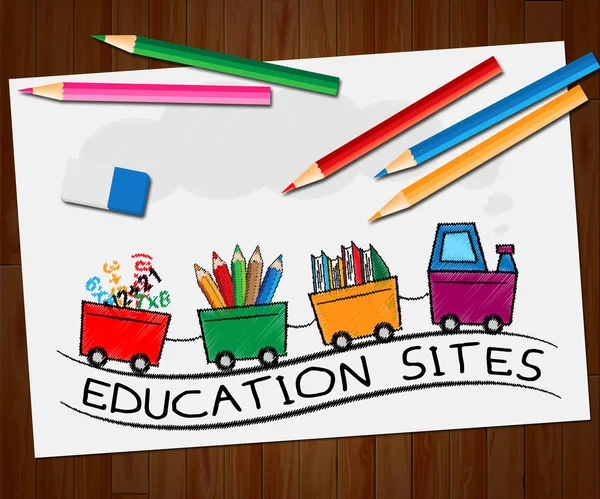 Educational webbplatser visar lärande platser 3d Illustration — Stockfoto