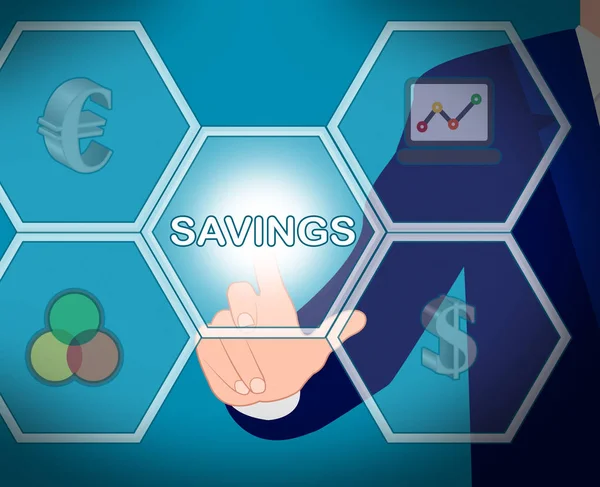 Besparingar ikoner betyder Cash och rika 3d Illustration — Stockfoto