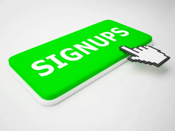 Signups Key Representing Membership Subscription 3d Rendering — Stock Photo, Image