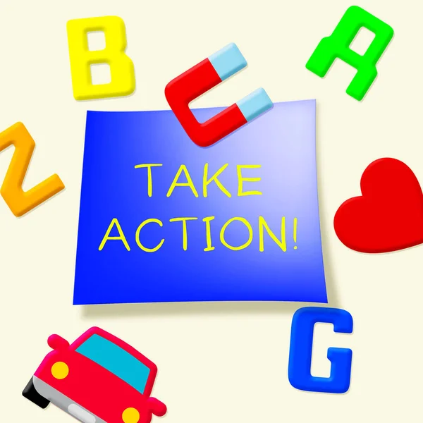 Take Action Message Showing Doing 3d Illustration — Stock Photo, Image