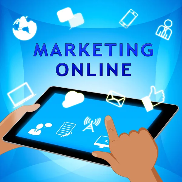 Marketing Online Mostrando Promociones de Mercado Ilustración 3D — Foto de Stock
