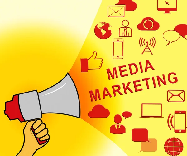 Media Marketing Representando Noticias Tv 3d Ilustración —  Fotos de Stock