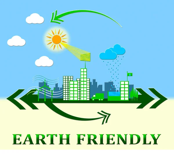 Earth Friendly Shows Green Conservation 3d Illustration — Stock Photo, Image