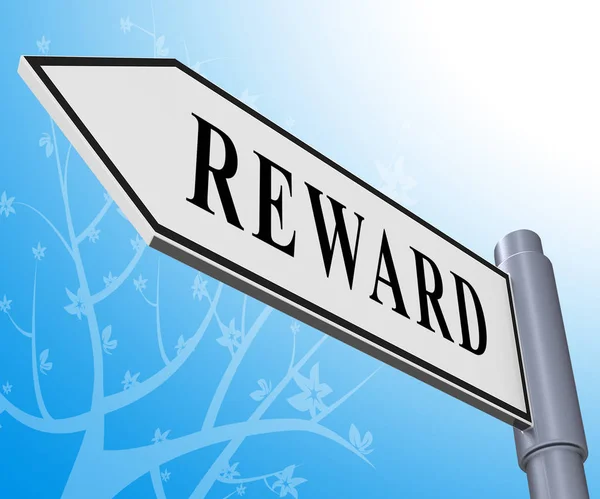 Sinal de recompensa Representando Recompensas Benefícios Ilustração 3d — Fotografia de Stock