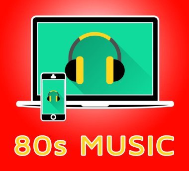 80'ler müzik Akustik şarkıları 3d gösterir illüstrasyon