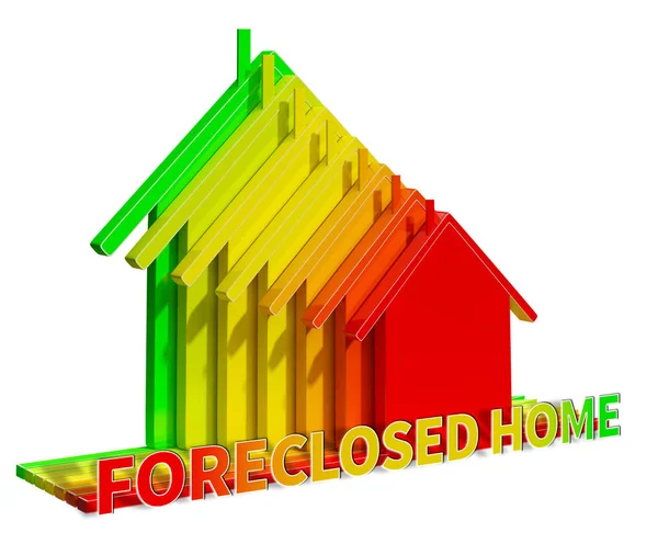 Casa Foreclosed Representa Venta de ejecuciones hipotecarias Ilustración 3d — Foto de Stock